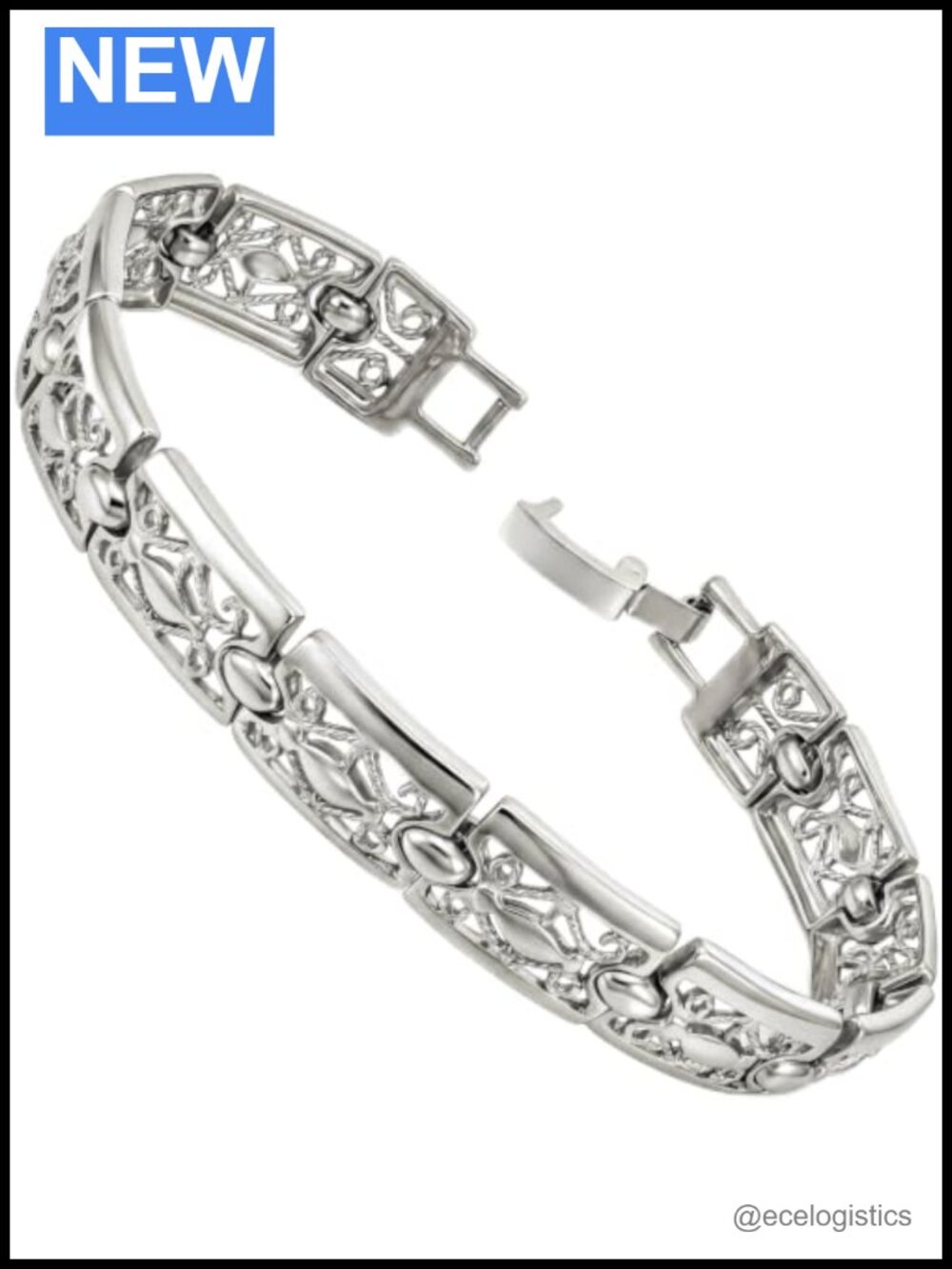 9mm Filigree Link Bracelet 24K Gold Plated Diamond Cut USA Made